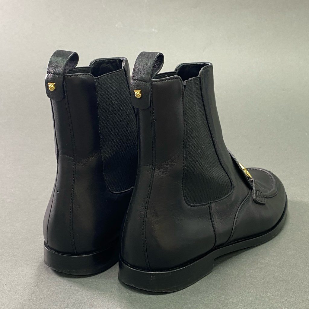 3e10 Salvatore Ferragamo サルヴァトーレフェラガモ ガンチーニ金具 サイドゴアブーツ ショートブーツ レザーシューズ 革靴 8 1/2 D ブラック レザー メンズ イタリア製