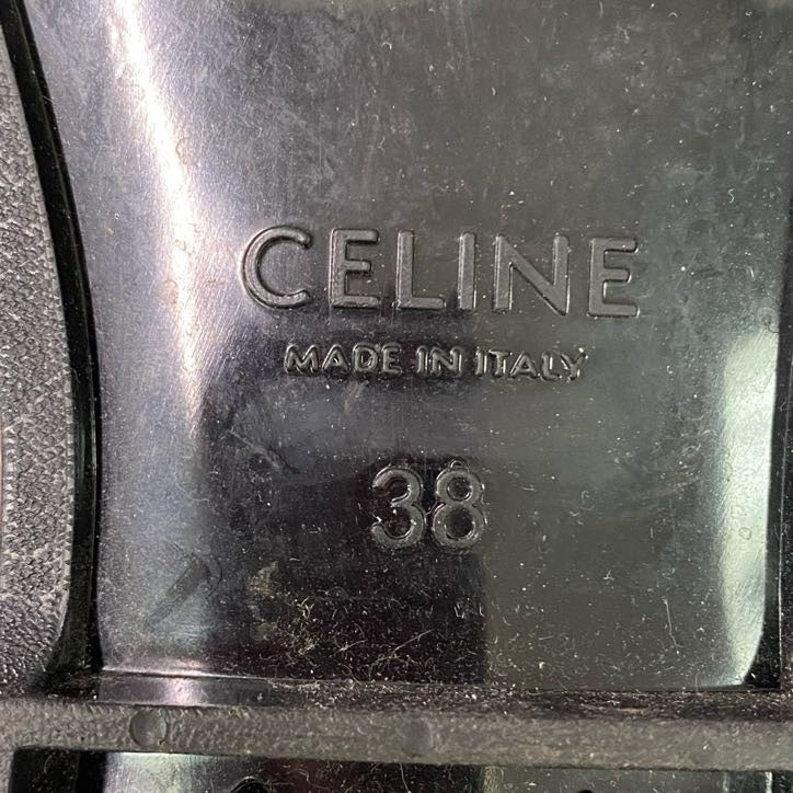 6a6 CELINE セリーヌ ラバー グルカサンダル 38 ブラック ビーチサンダル シルバー金具 イタリア製