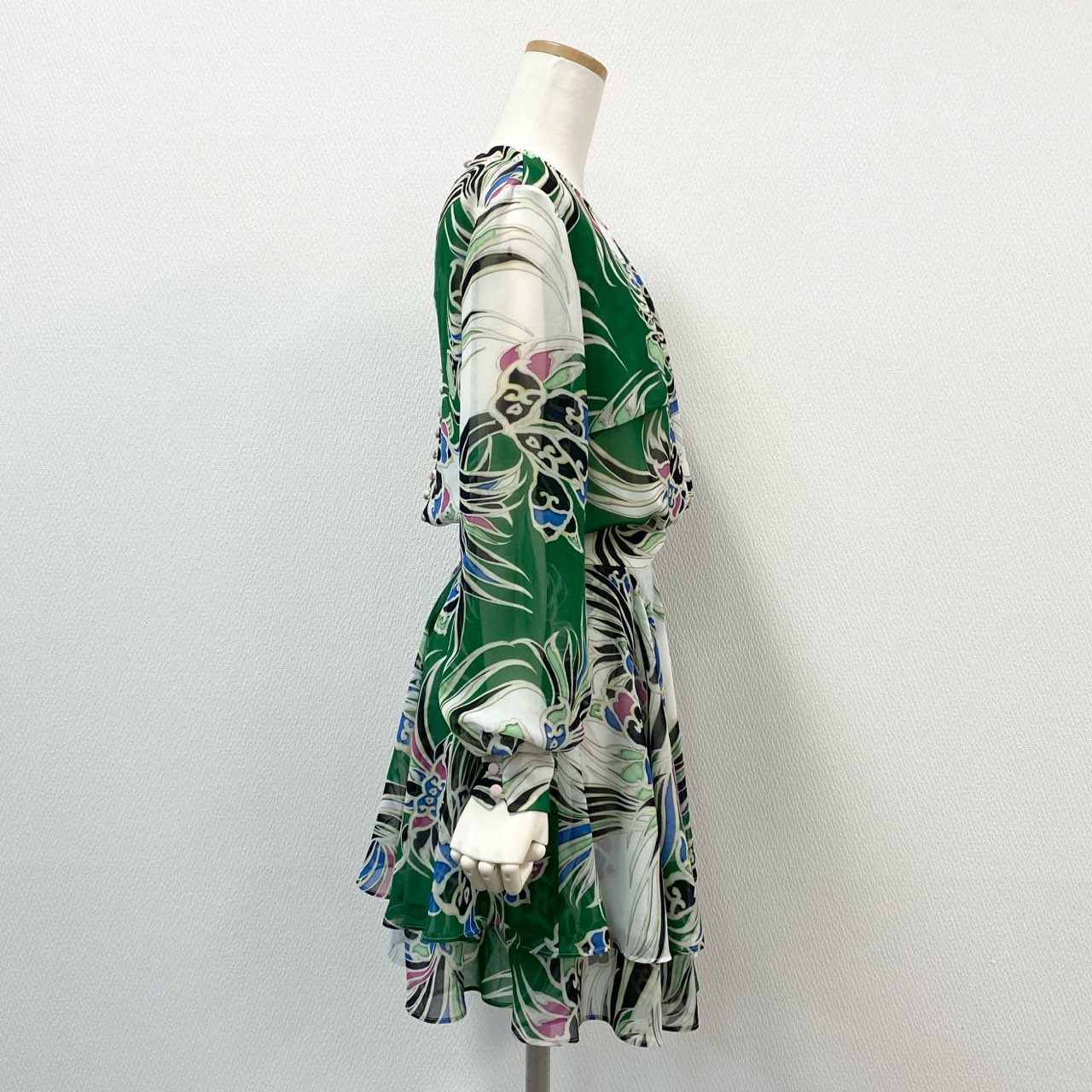 13f7 just cavalli ジャストカヴァリ シアーワンピース 長袖ワンピース 花柄 ボタニカル サイズ40 マルチカラー レディース レディース