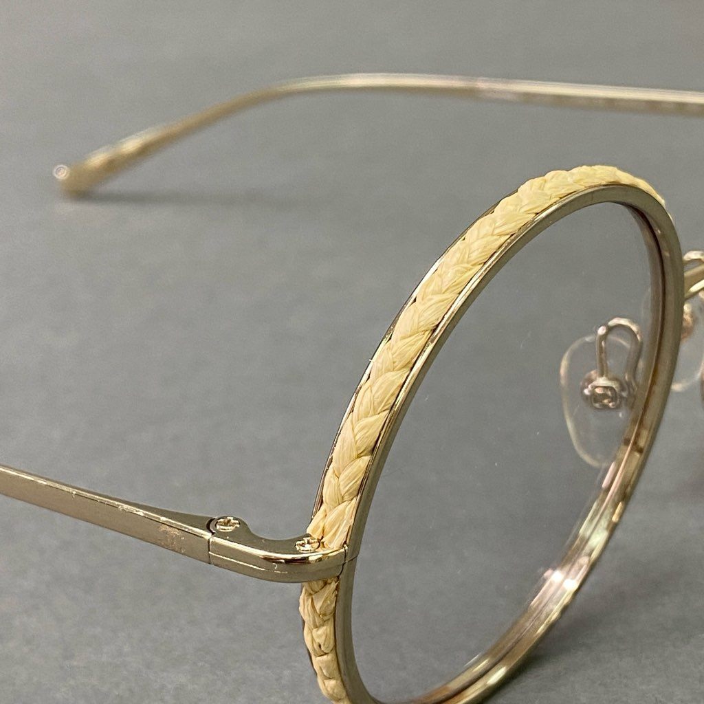 d6 CHANEL シャネル Raffia ラウンド アイウェア 丸メガネ 4250 ゴールドフレーム 眼鏡 サングラス