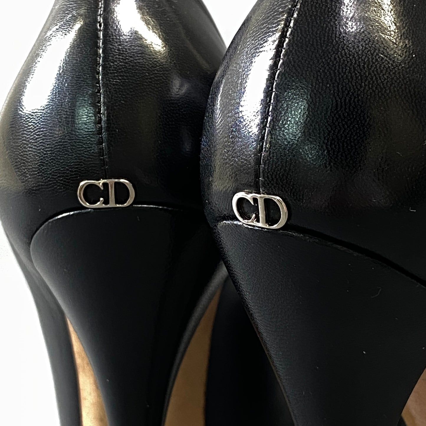 1g31 Christian Dior クリスチャン ディオール CD金具 ヒールパンプス 36 ブラック レザー シューズ フォーマル 結婚式k02i