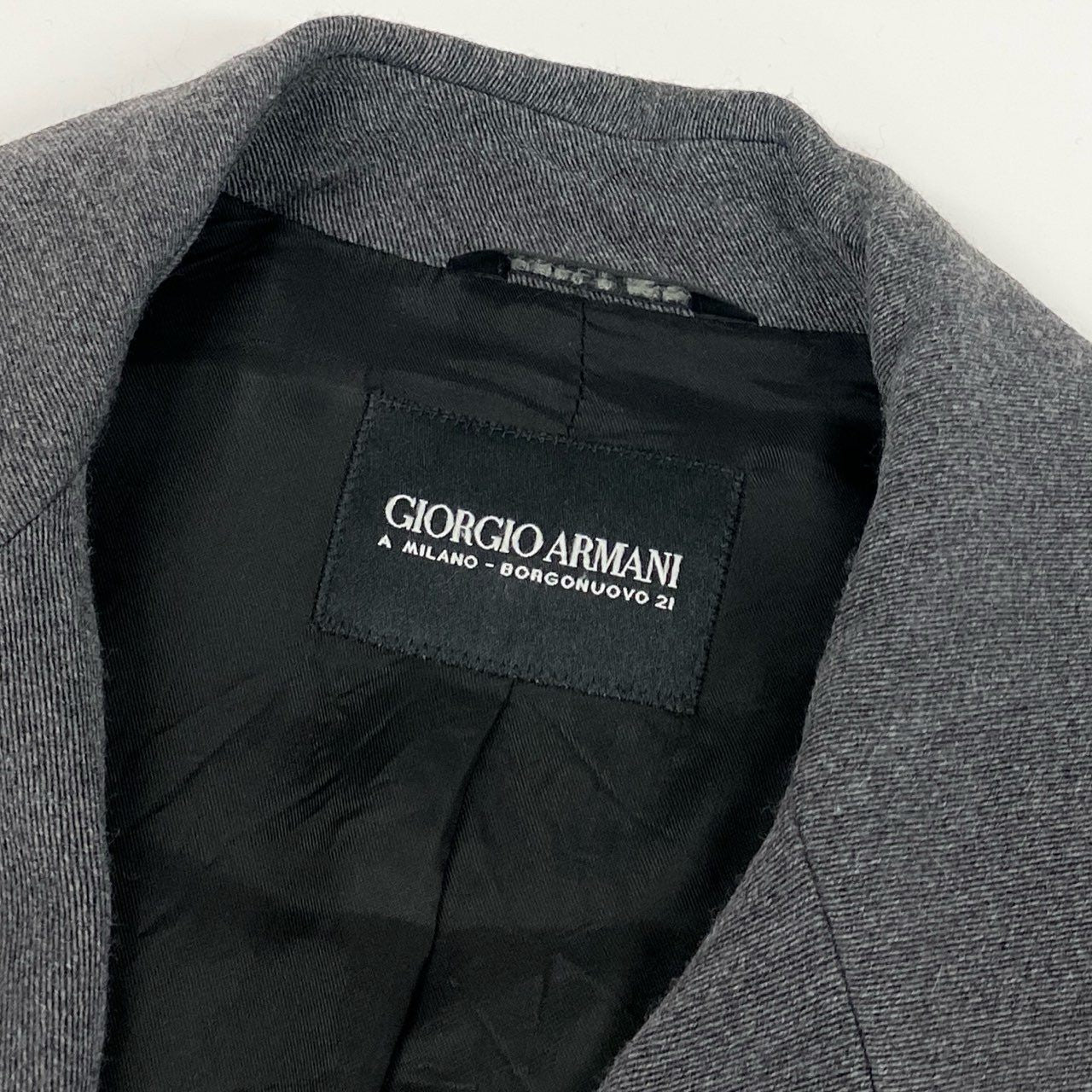 60f20 GIORGIO ARMANI ジョルジオアルマーニ ウールチェスターコート 48 グレー イタリア製 ビジネスコート フォーマル