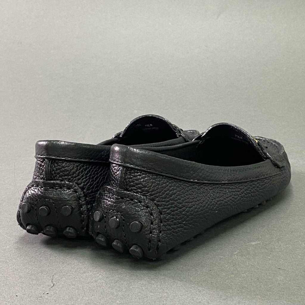 9e10 《美品》 TORY BURCH トリーバーチ ドライビングシューズ 7 1/2 ブラック レザー フラットシューズ ローファー 革靴 箱付き