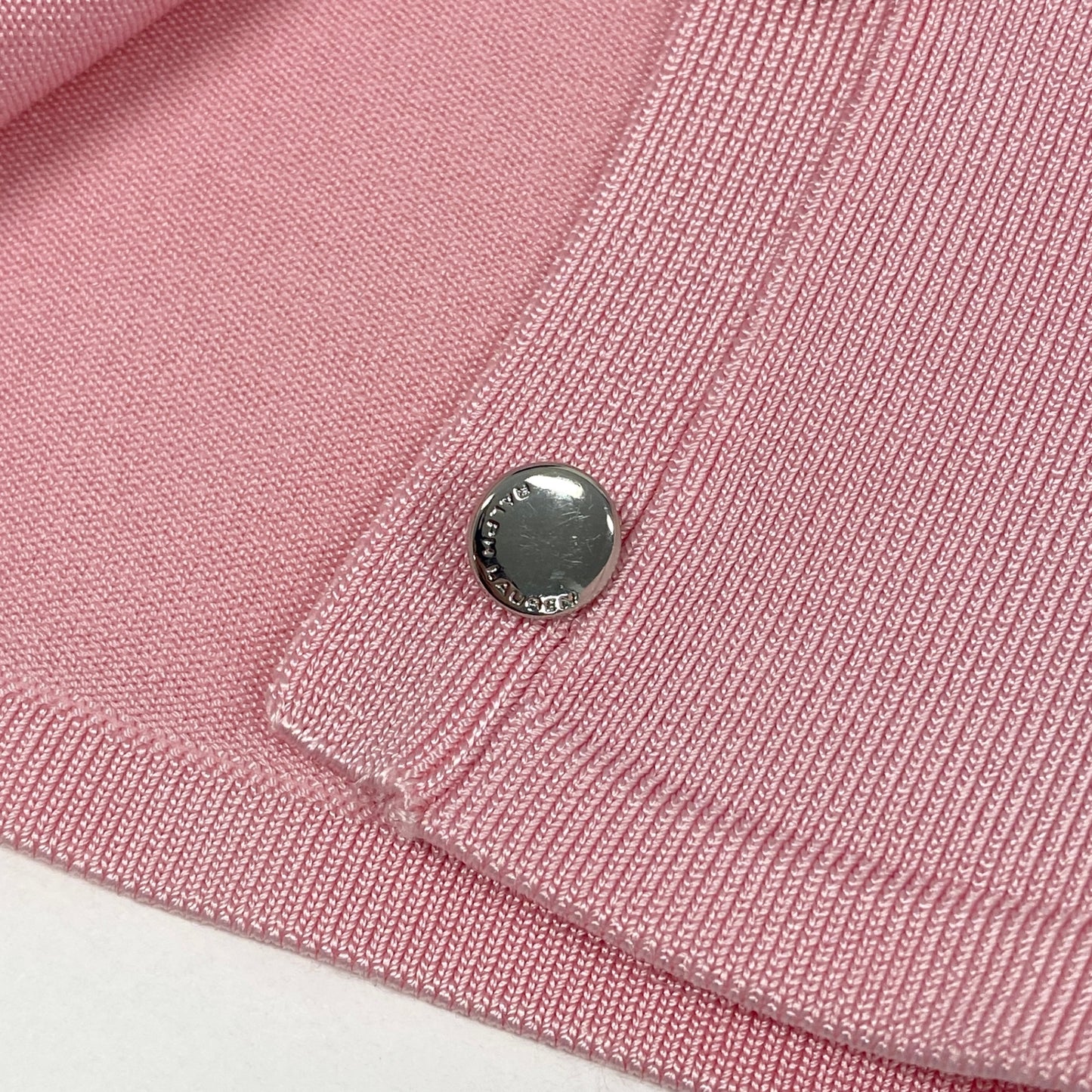 56h1《美品》 RALPH LAUREN GOLF ラルフローレン ゴルフ ロゴ刺繍 ストレッチカーディガン M ピンク シルバーボタン Vintage ヴィンテージt18r