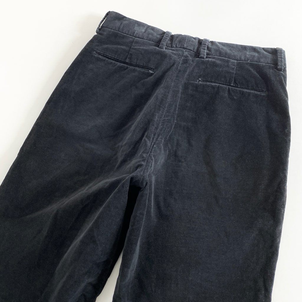 9e21 イタリア製 RICCARD METHA リカルドメッサ VELVET 1TUCK WIDE TROUSERS ベルベット ワンタック ワイドトラウザーパンツ ボトムス RM180VL25141 44 ブラック コットン