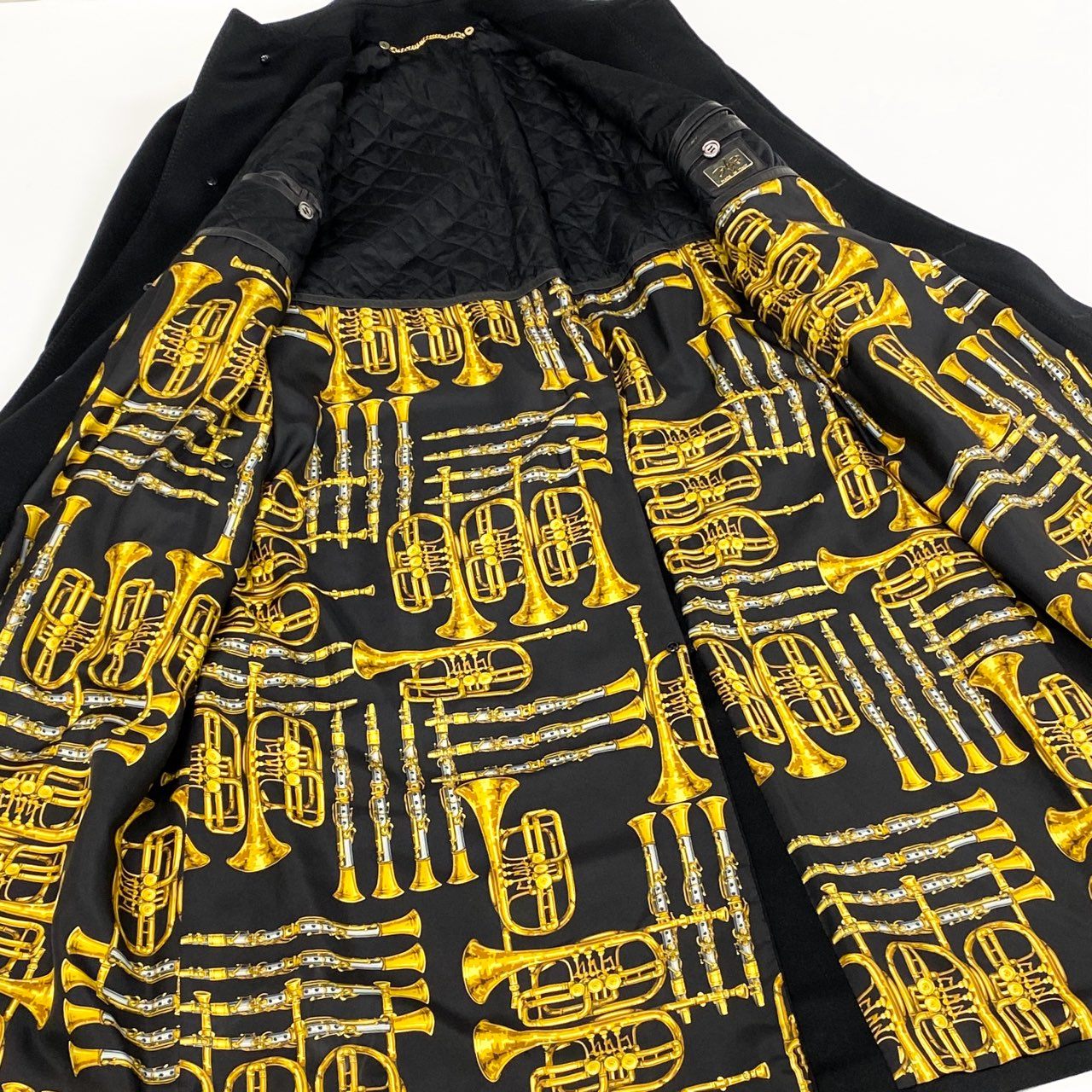 62g18 Hettabretz raglan coat balmacaan coat patterned lining MADE IN ITALY 50 Black Cashmere100 MEN