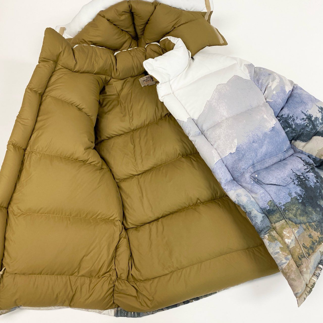 85j20 《美品》 GUCCI グッチ × THE NORTH FACE ノースフェイス トレイルプリント フーデッド ダウンジャケット 670603 XL ホワイト ガーメントカバー ハンガー付t18r