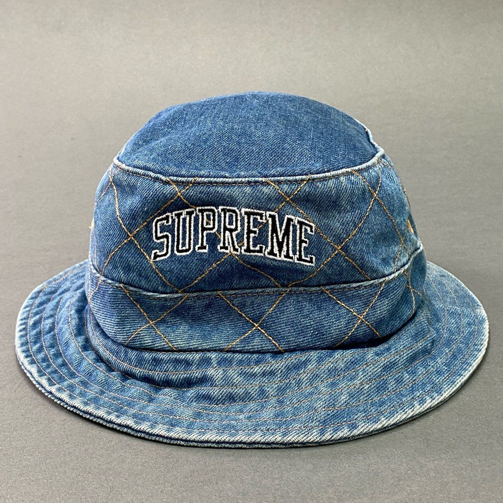 8d5 Supreme シュプリーム Diamond Stitch Crusher Hat バケットハット クラッシャーハット ブランドロゴ コットン100% M/L ブルー コットン100%