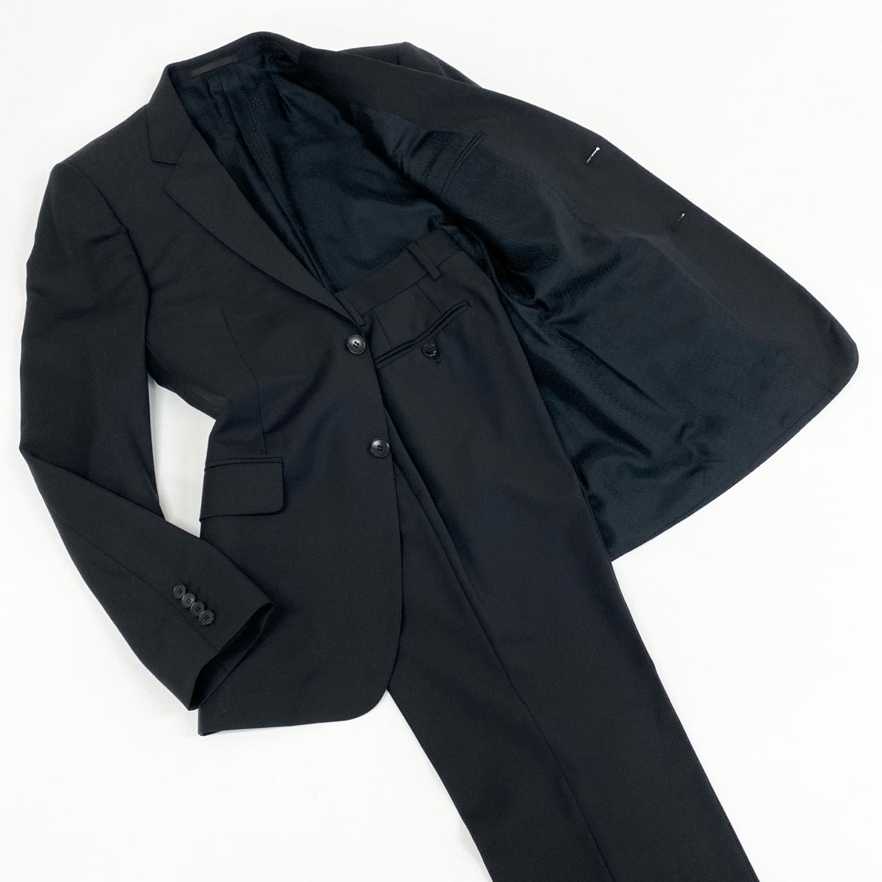 40a24 《美品》 GUCCI グッチ インターロッキングG フォーマル スーツ セットアップ 75907G 46 ブラック ビジネス セレモニー イタリア製