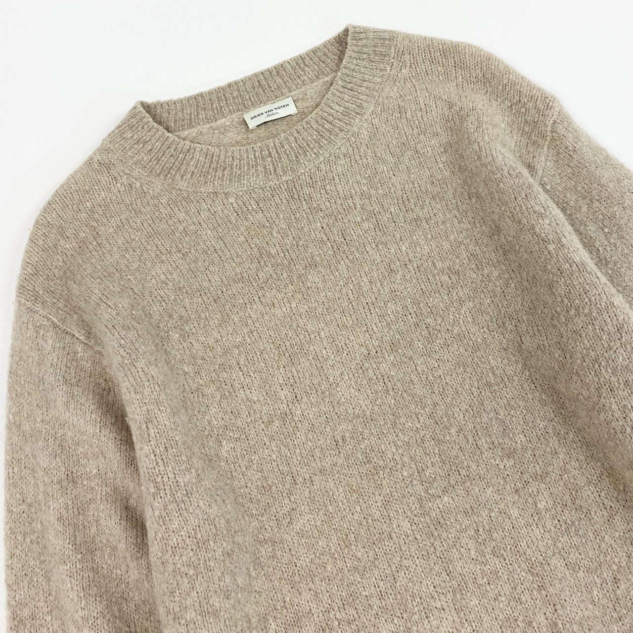 70a15 DRIES VAN NOTEN ドリスヴァンノッテン クルーネックニットセーター トップス プルオーバー 1157-343-0476 Mサイズ ベージュ