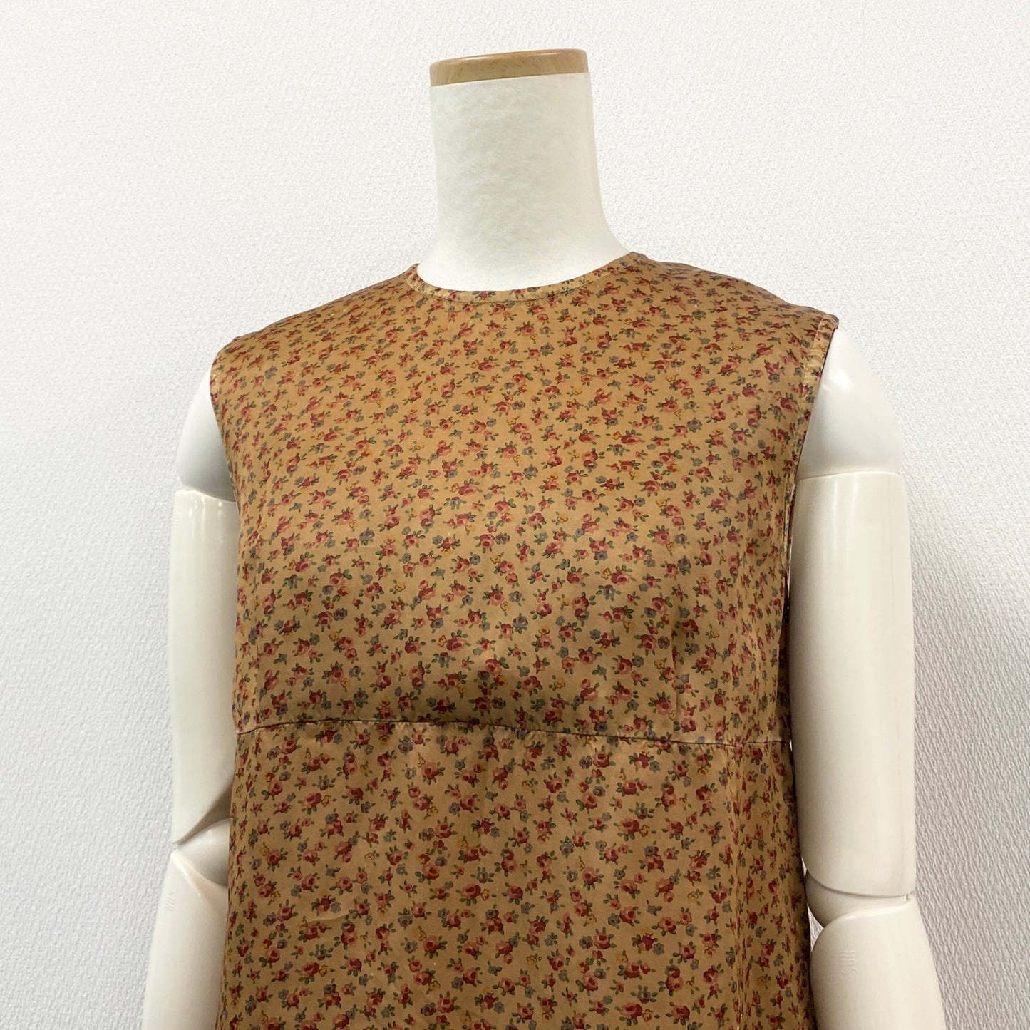 56h1 tricot COMME des GARCONS トリコ コムデギャルソン 花柄ワンピース ノースリーブワンピース レース刺繍 ドッキング サイズS ベージュ系 キュプラ レディース AD2005u02t