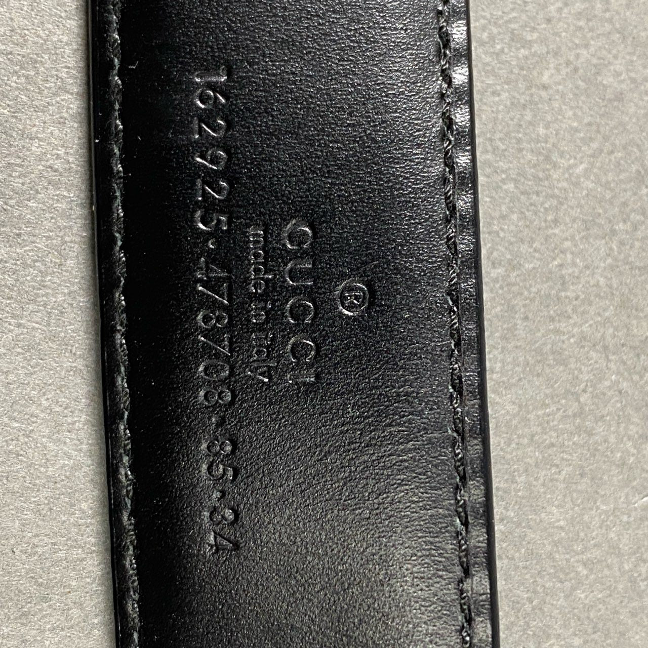 31f23 GUCCI グッチ ハトメ ロゴバックル レザーベルト ブラック イタリア製