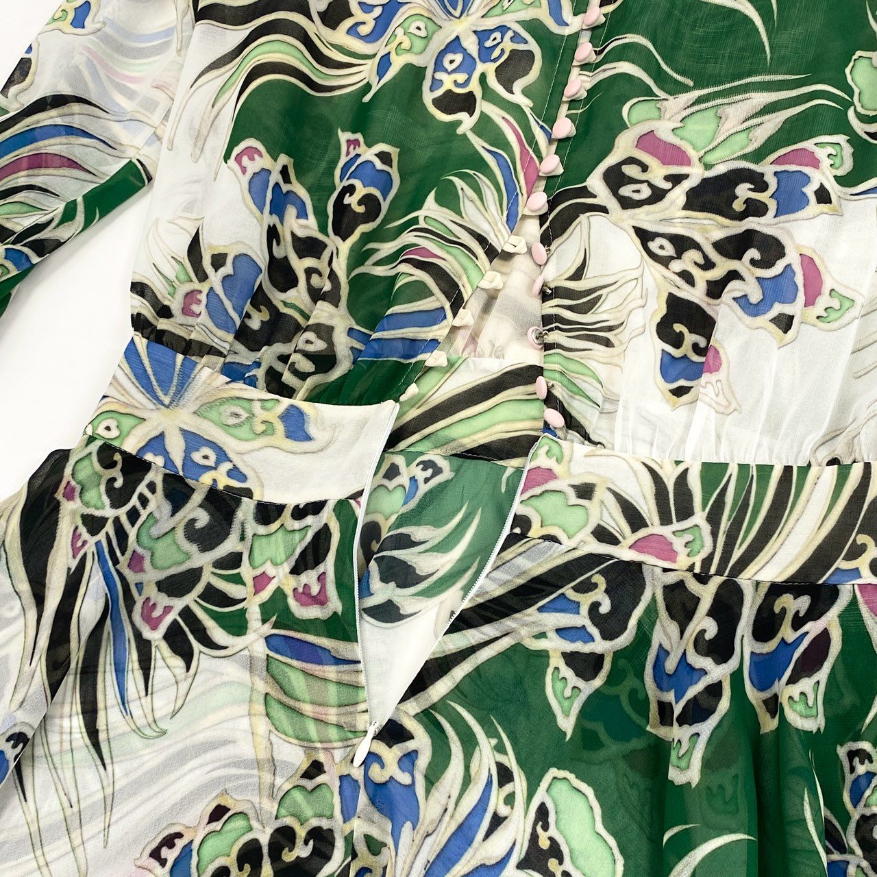 13f7 just cavalli ジャストカヴァリ シアーワンピース 長袖ワンピース 花柄 ボタニカル サイズ40 マルチカラー レディース レディース