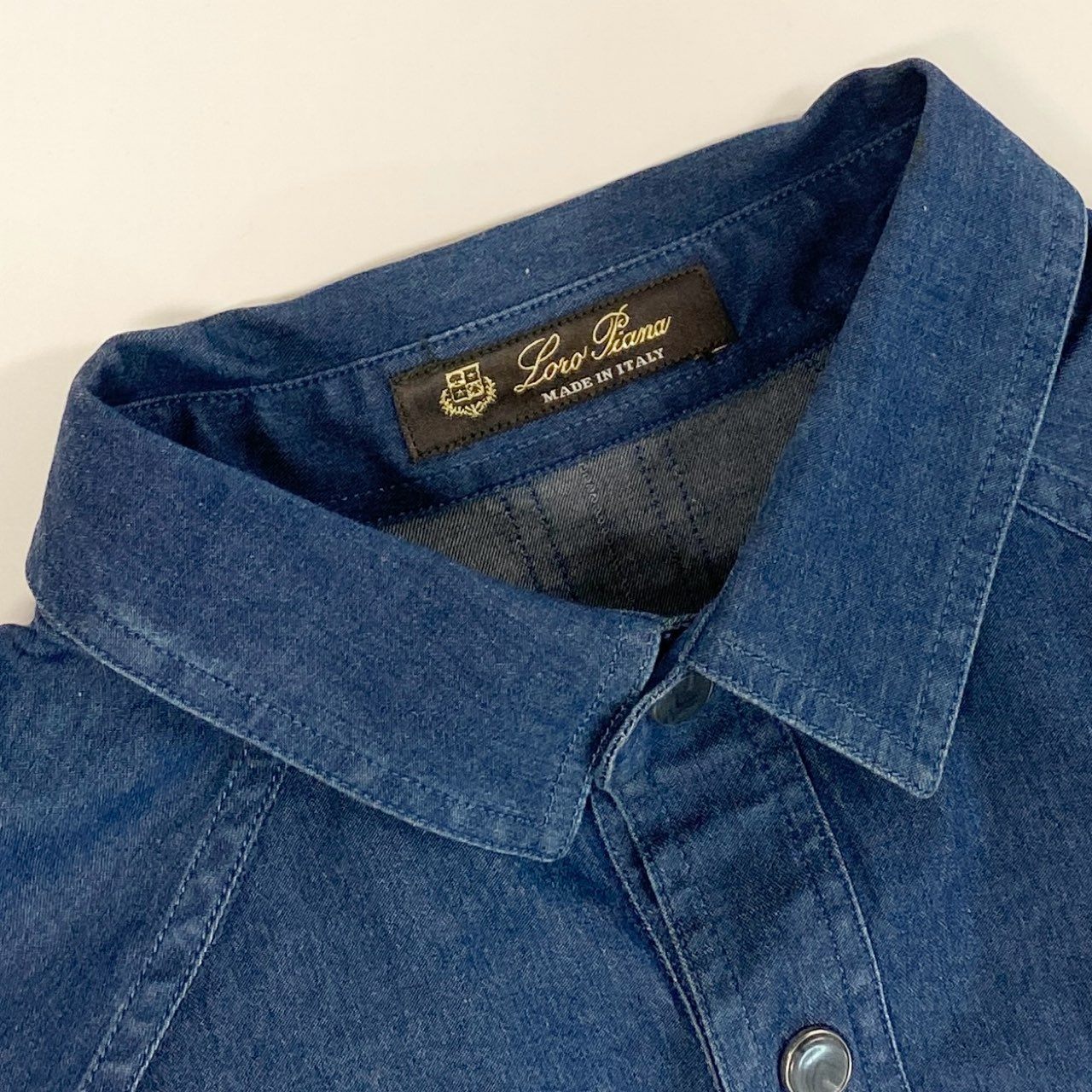 45j15 Loro Piana ロロピアーナ デニムシャツ 長袖シャツ トップス 胸ポケット 50サイズ インディゴ キッズ メンズu02t