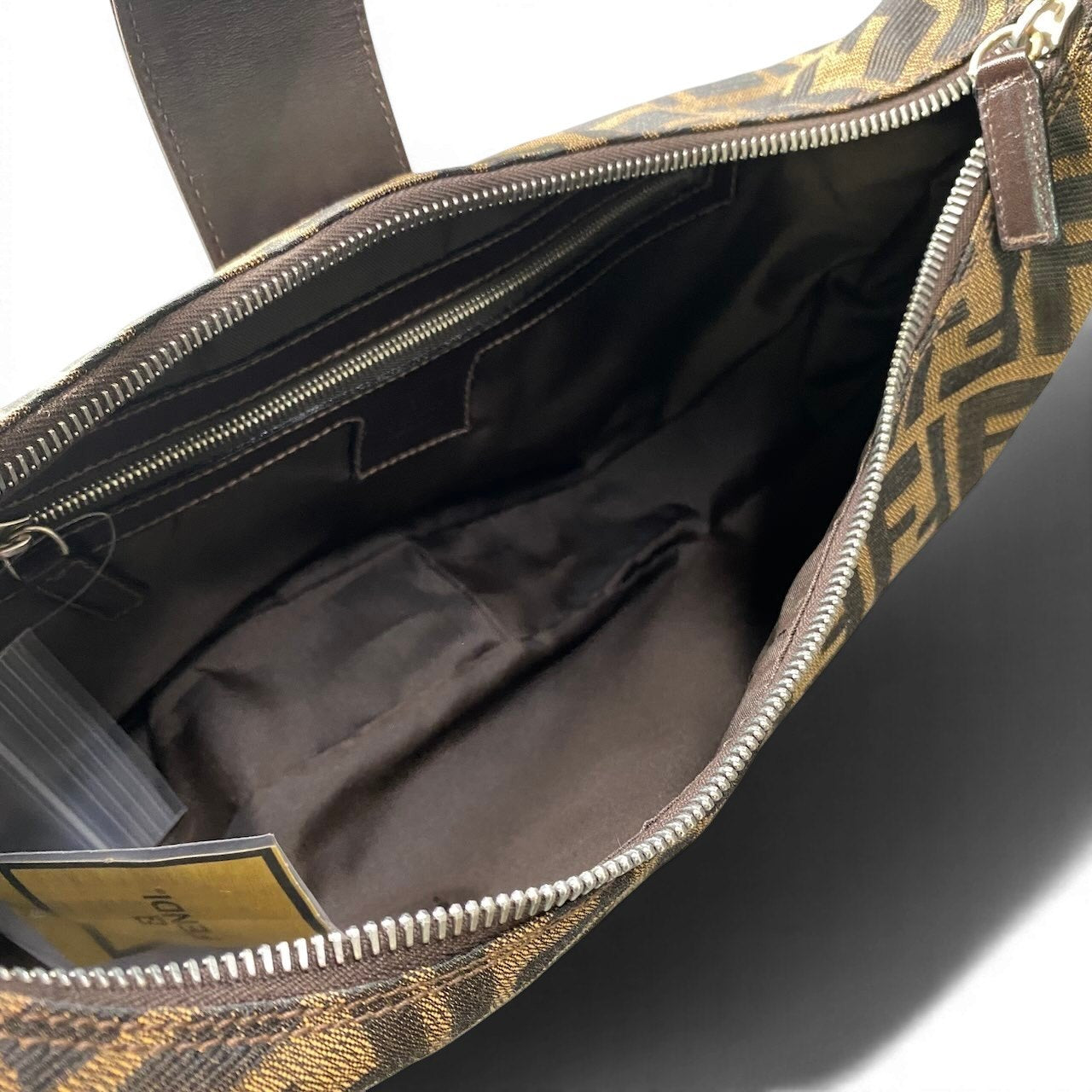 f18 FENDI フェンディ ズッカ柄 ホーボー ハーフムーン ショルダーバッグ ブラウン レディース 女性鞄ta1ta1