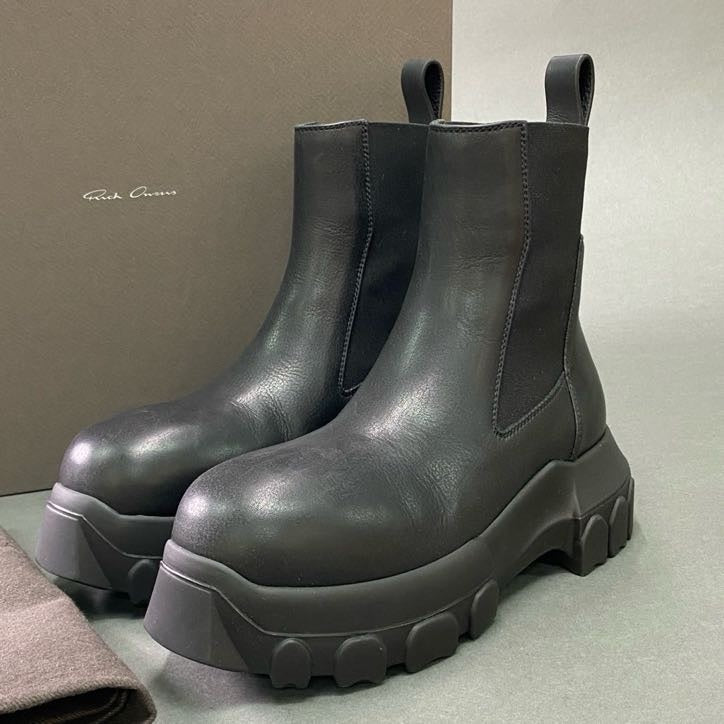 2d9 《美品》 Rick Owens リックオウエンス 24SS BEATLE BOZO TRACTOR ビートル ボゾ トラクター サイドゴアブーツ 35 ブラック レザー 箱 保存袋付き RP01B4881