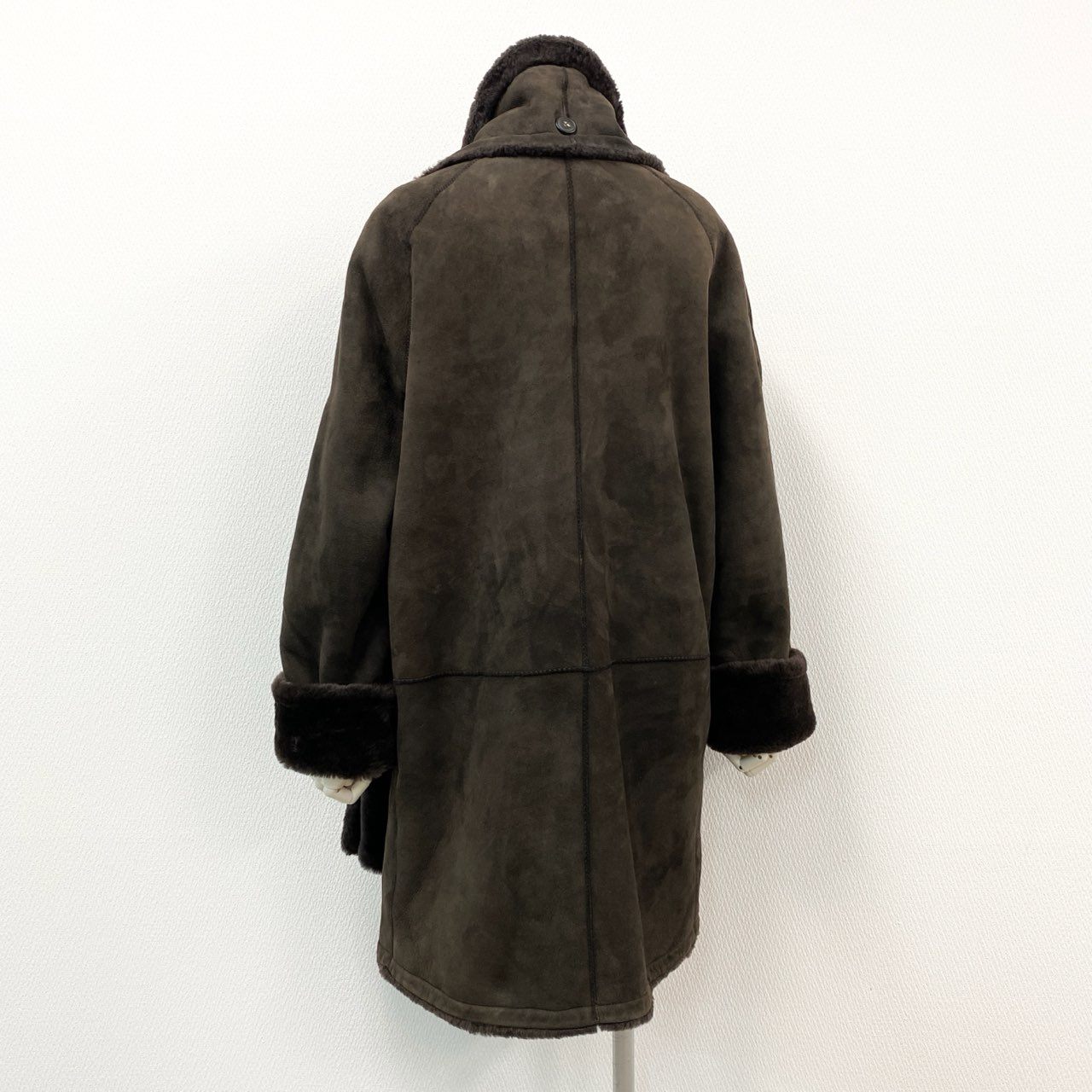 53e7 【マルジェラ期】HERMES エルメス ムートンロングコート ストールパーツ付き サイズ40 ブラウン ムートン メンズ Margiela year mouton coat 00's