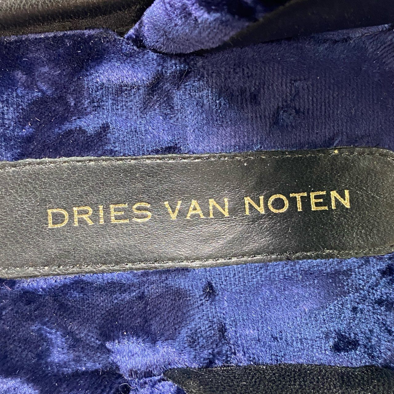 3c18 《美品》 DRIES VAN NOTEN ドリス ヴァン ノッテン 24SS ベルベット スライド サンダル シューズ ベロア バイカラー 35 グリーン ネイビー