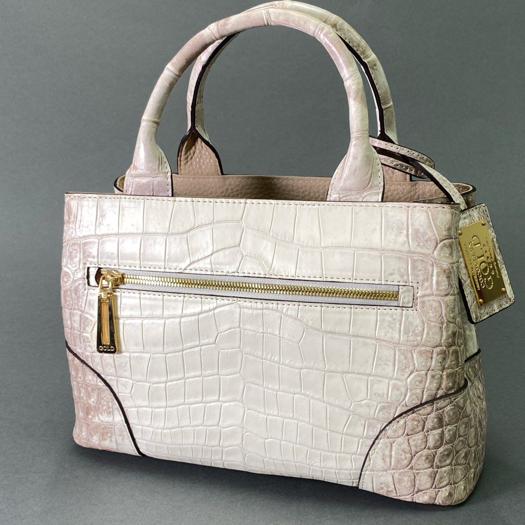 De18 《極美品》 COCOCELUX GOLD ココセリュックス ゴールド 5スター 2way ハンドバッグ 103AA0107 ヒマラヤクロコダイル マットクロコ