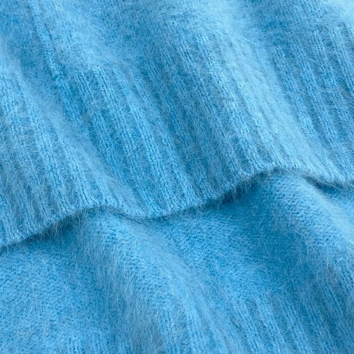 79g24 定価 \26400 Maglia Plus マリアプラス フォックスカシミヤ モックネックプルオーバー ニット セーター 138451 F ブルー レディース_