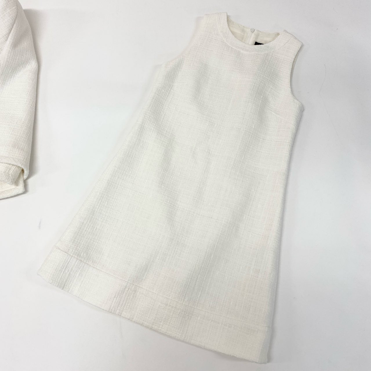 56j20 《極美品》 Theory セオリー セレモニースーツ ツイード生地 ノーカラージャケット ワンピース サイズ00 ホワイト レディース 入学式u02t