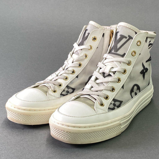 8e18 LOUIS VUITTON ルイヴィトン ステラーライン モノグラムジャイアント ハイカットスニーカー サイドジップシューズ サイズ37 ホワイト系 レディース イタリア製
