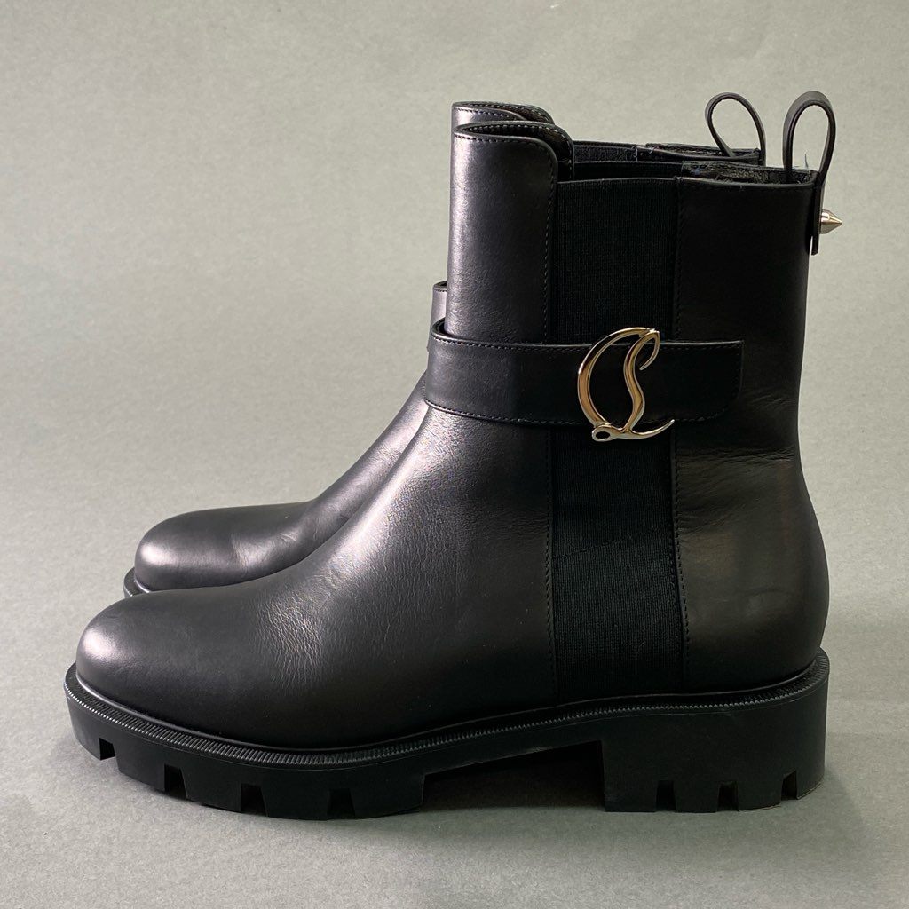 1f7 【現行品】 2025SS Christian Louboutin クリスチャンルブタン Chelsea Booty Lug チェルシーブーツ サイドゴアブーツ サイズ39 ブラック レディース 女性用 靴