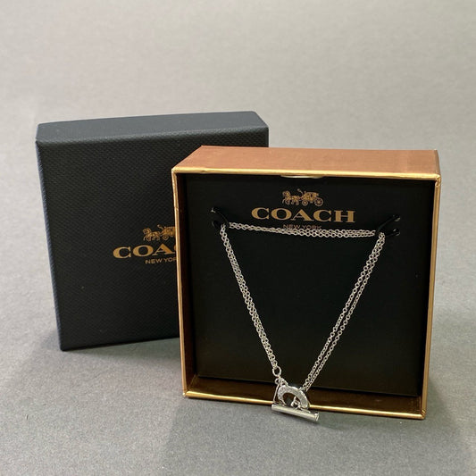 d22 《美品》 COACH コーチ マンテル 2連 チェーンブレスレット F54515 シルバー サークル アクセサリー ジュエリー 箱付き