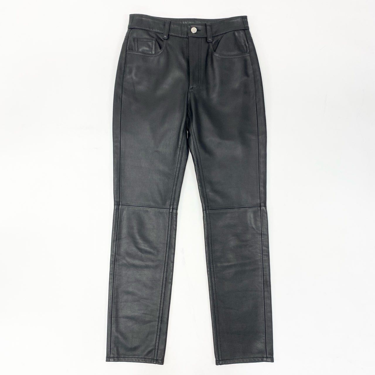 56j20 《美品》 MM6 Maison Margiela エムエムシックス メゾンマルジェラ Lamb Leather Pant レザーパンツ ボトムス S32LA0224 38 ブラック 羊革 レディースu02t
