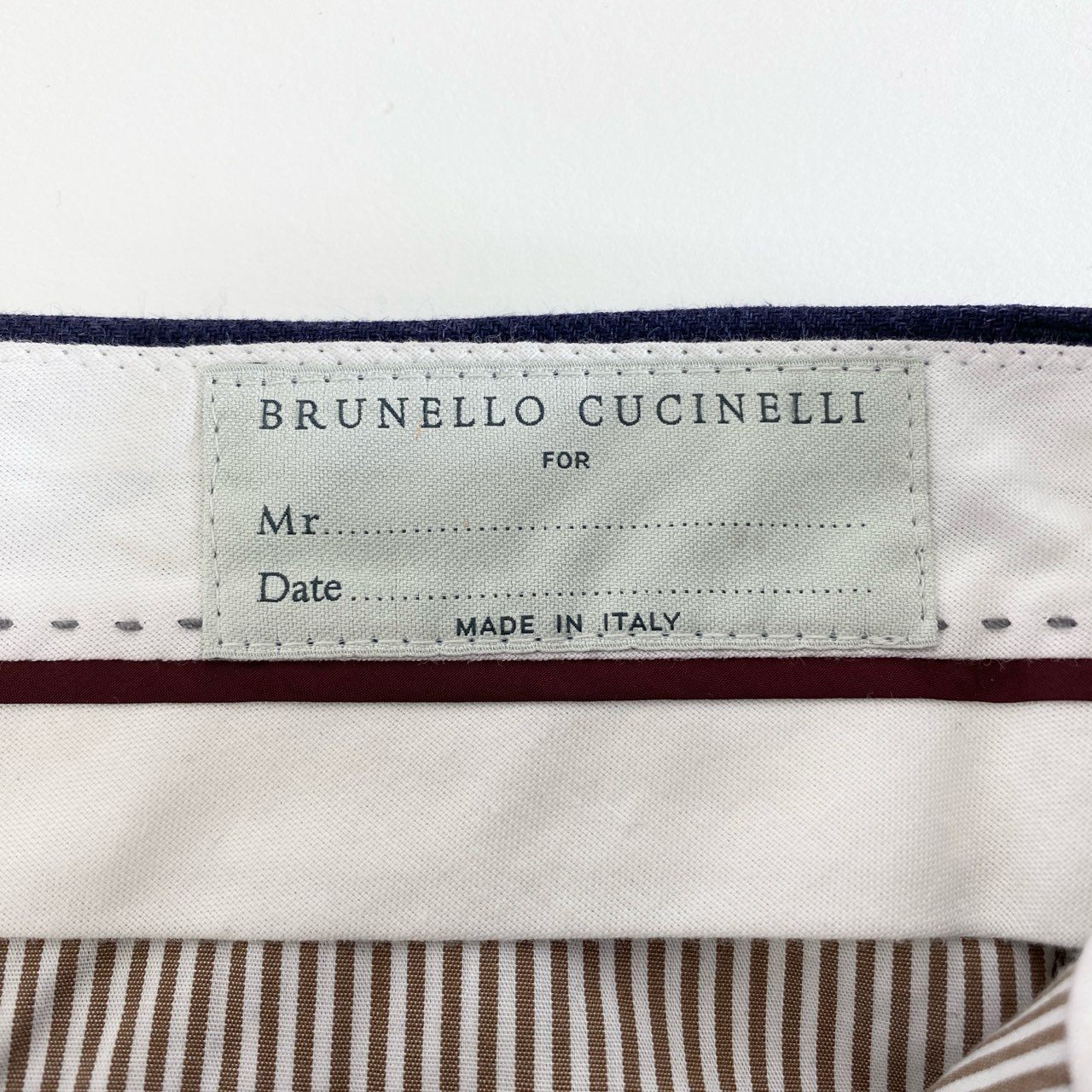 10j31 BRUNELLO CUCINELLI ブルネロクチネリ スラックスパンツ リネンパンツ ボトムス サイズ44 ネイビー ストライプ リネン100% メンズ イタリア製