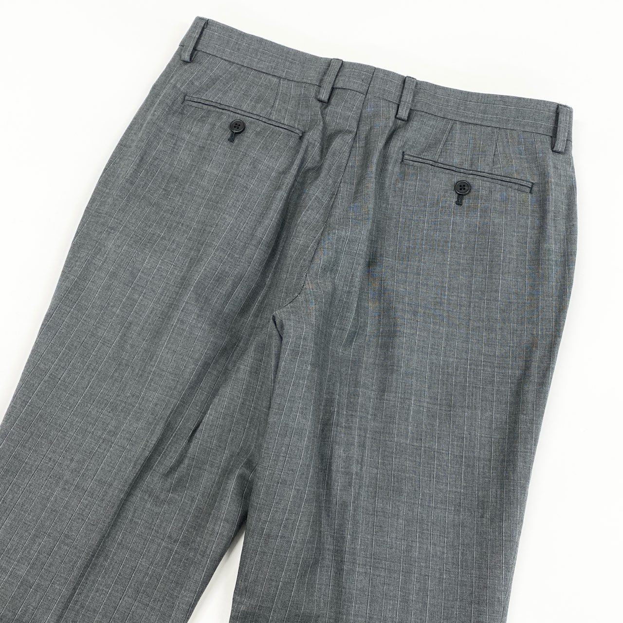 32d11 《美品》 Paul Smith ポールスミス シングルスーツ セットアップ ビジネス イタリア製 デルフィノ生地 サイズL グレー ストライプ ウール100% メンズ 日本製