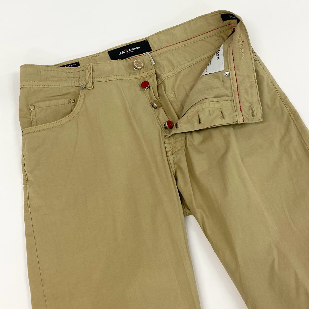 22f13 《美品》 Kiton NAPOLI キートン ナポリ キトン カジュアルパンツ 5ポケットパンツ ボトムス サイズ32 ベージュ コットン ポリウレタン メンズ 紳士服 イタリア製