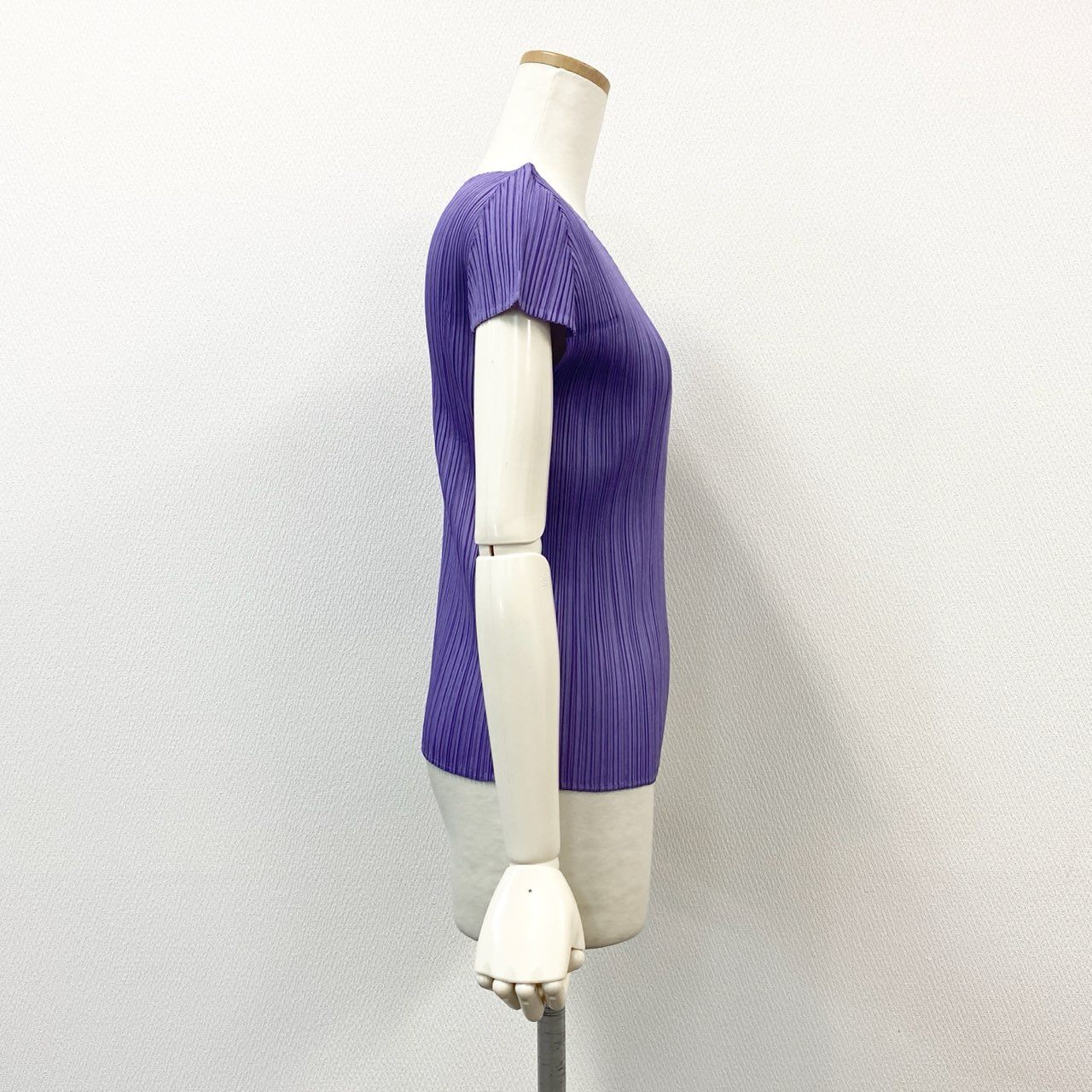 60f23 PLEATS PLEASE ISSEY MIYAKE プリーツプリーズ イッセイミヤケ 日本製 フレンチスリーブ カットソー トップス プリーツ加工 PP11-JK183 3 パープル