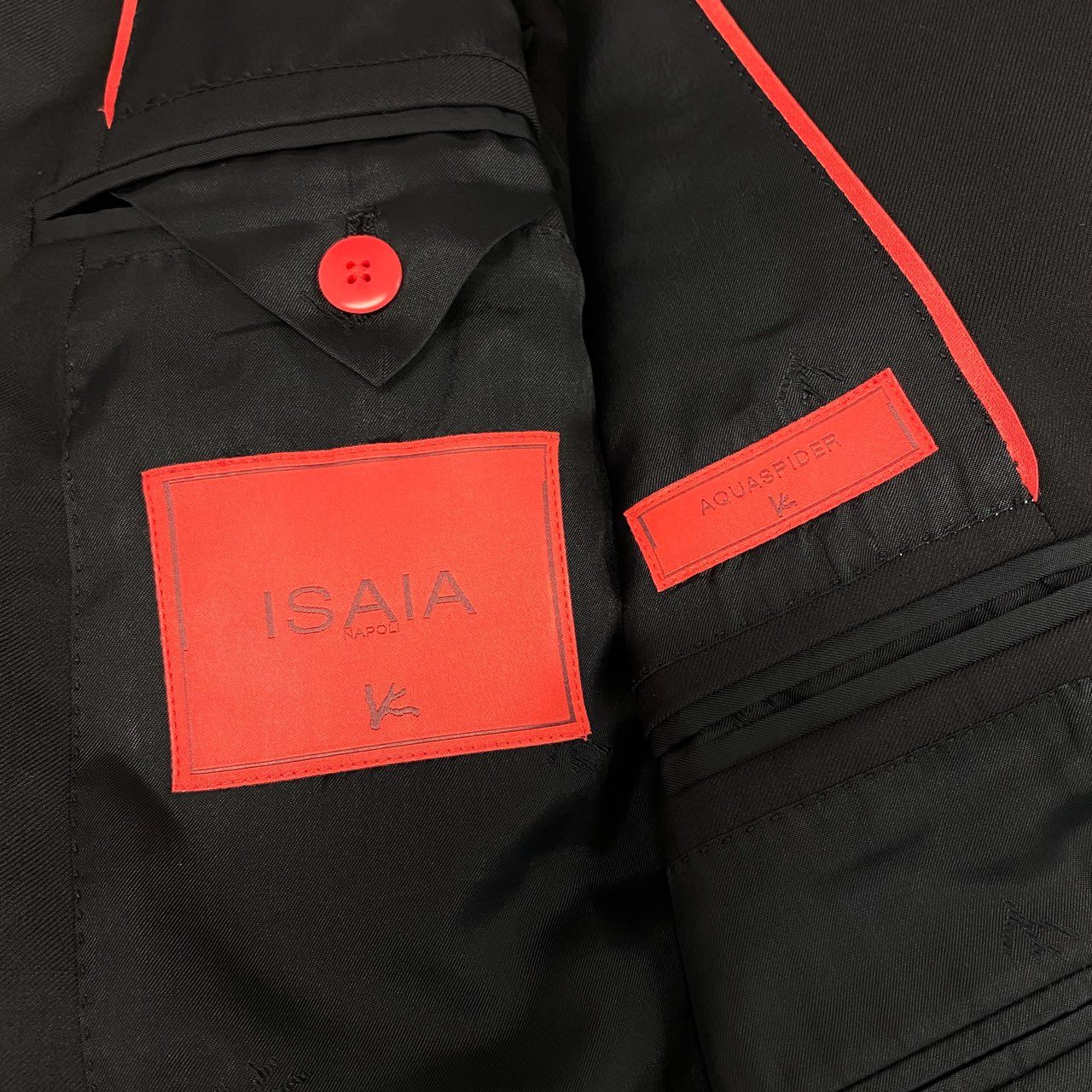 87f24 《美品》 ISAIA NAPOLI イザイア シングルスーツ セットアップ AQUASPIDER サイズ50 ブラック ウール100% メンズ 紳士服 イタリア製