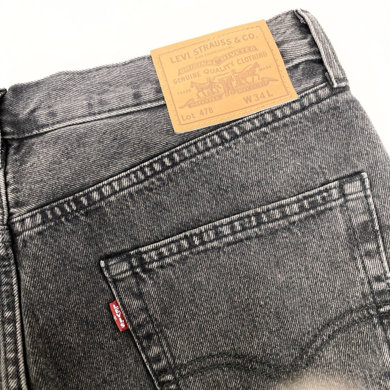 54h27 Levi's リーバイス バギーショーツ ショートパンツ デニムハーフパンツ ジーンズ ブラックデニム 478 W34 ブラック グレー コットン メンズo07t