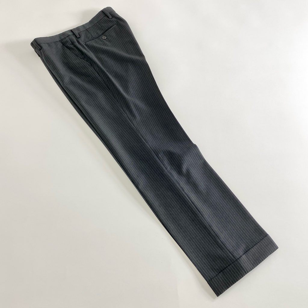22d10 UNITED ARROWS ユナイテッドアローズ 伊製カノニコ生地 シングルスーツ セットアップ ビジネススーツ グレー ストライプ ウール100% メンズ 紳士服
