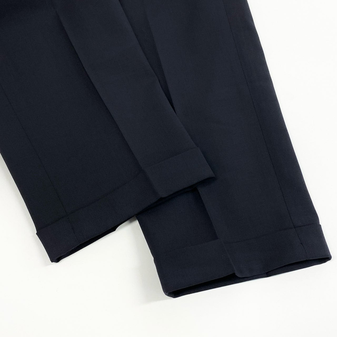 35k28② 《美品》 PRADA プラダ イタリア製 スラックスパンツ テーパードパンツ バージンウール ビジネス 通年 DNA559 44 ネイビー 綿100