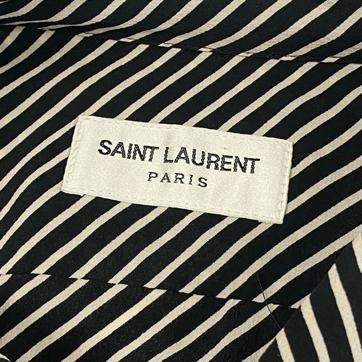 80j6 SAINTLAURENT サンローラン 2015年 エディ期 シルクシャツ ロングスリーブシャツ ブラック アイボリー シルク100% レディース 女性用u02t