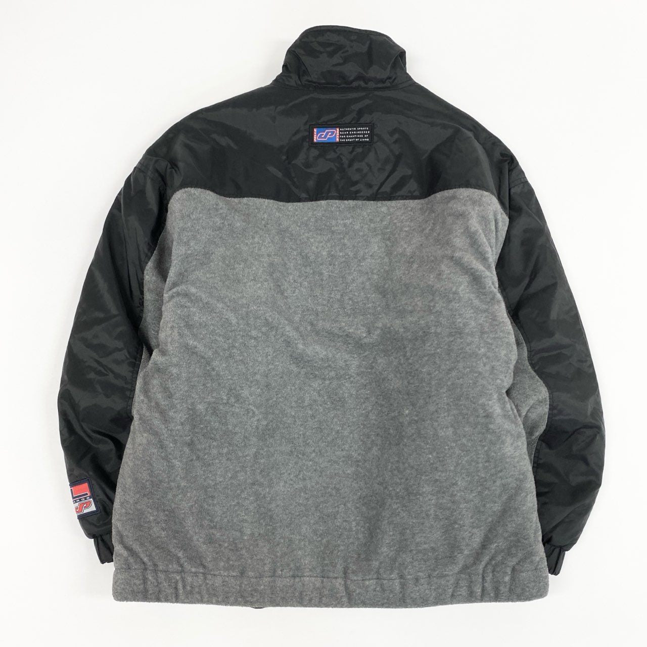 19k28 PELLE PELLA ペレペレ MARC BUCHANAN ナイロン 切替ジャケット 中綿ブルゾン フロントビッグロゴプリント メンズ L ブラック グレー