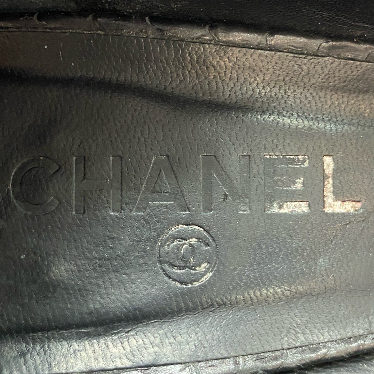 1d15 CHANEL シャネル ココマーク オープントゥ チェーン パンプス ヒール サンダル パイソン シューズ イタリア製 G26431 36 ブラック