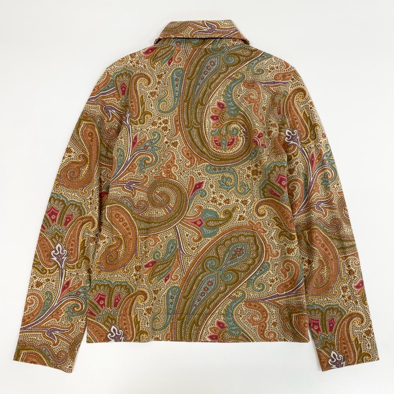 67j6 《美品》 ETRO エトロ イタリア製 長袖ポロシャツ カットソー ペイズリー柄 レディース 女性用 44 ブラウン系u02t