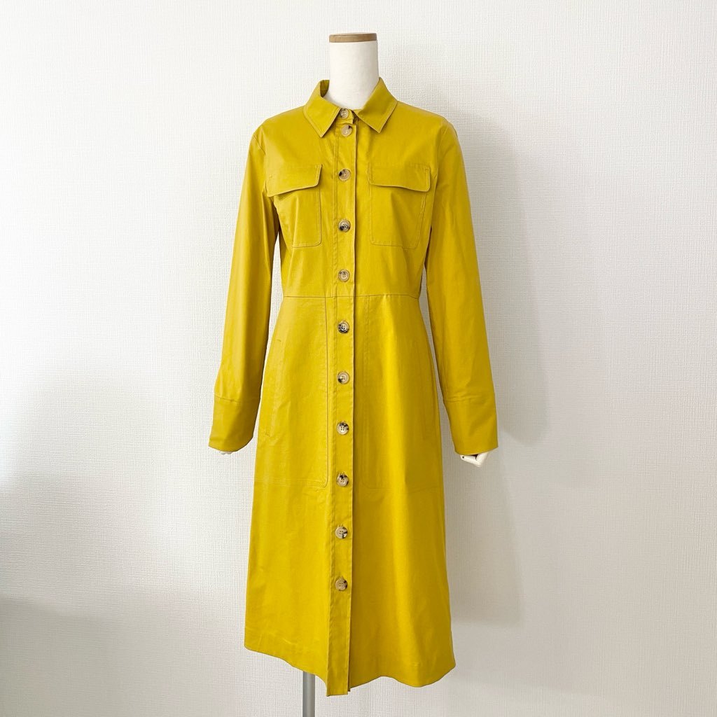 54h9 《未使用保管品》定価¥94,600 S Max Mara エス マックスマーラ マキシ丈 ワークシャツワンピース 38 イエロー ドレス