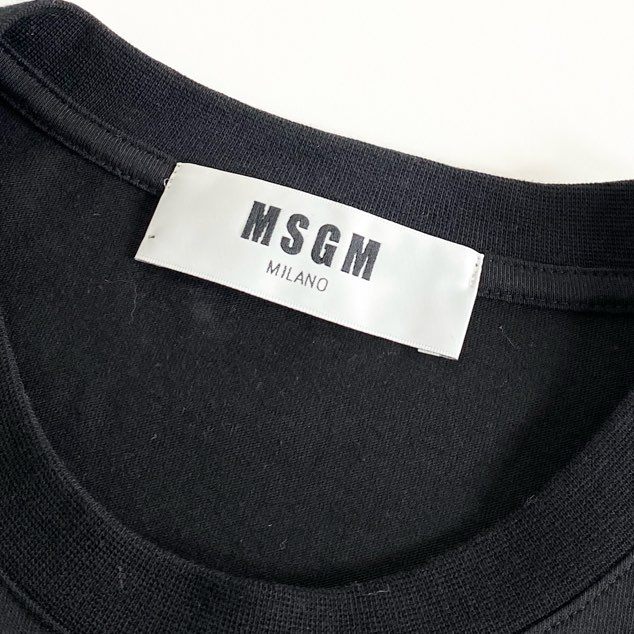 1d24 イタリア製 MSGM エムエスジーエム Tシャツ カットソー トップス フロントロゴ サイズS ブラック コットン100% メンズ