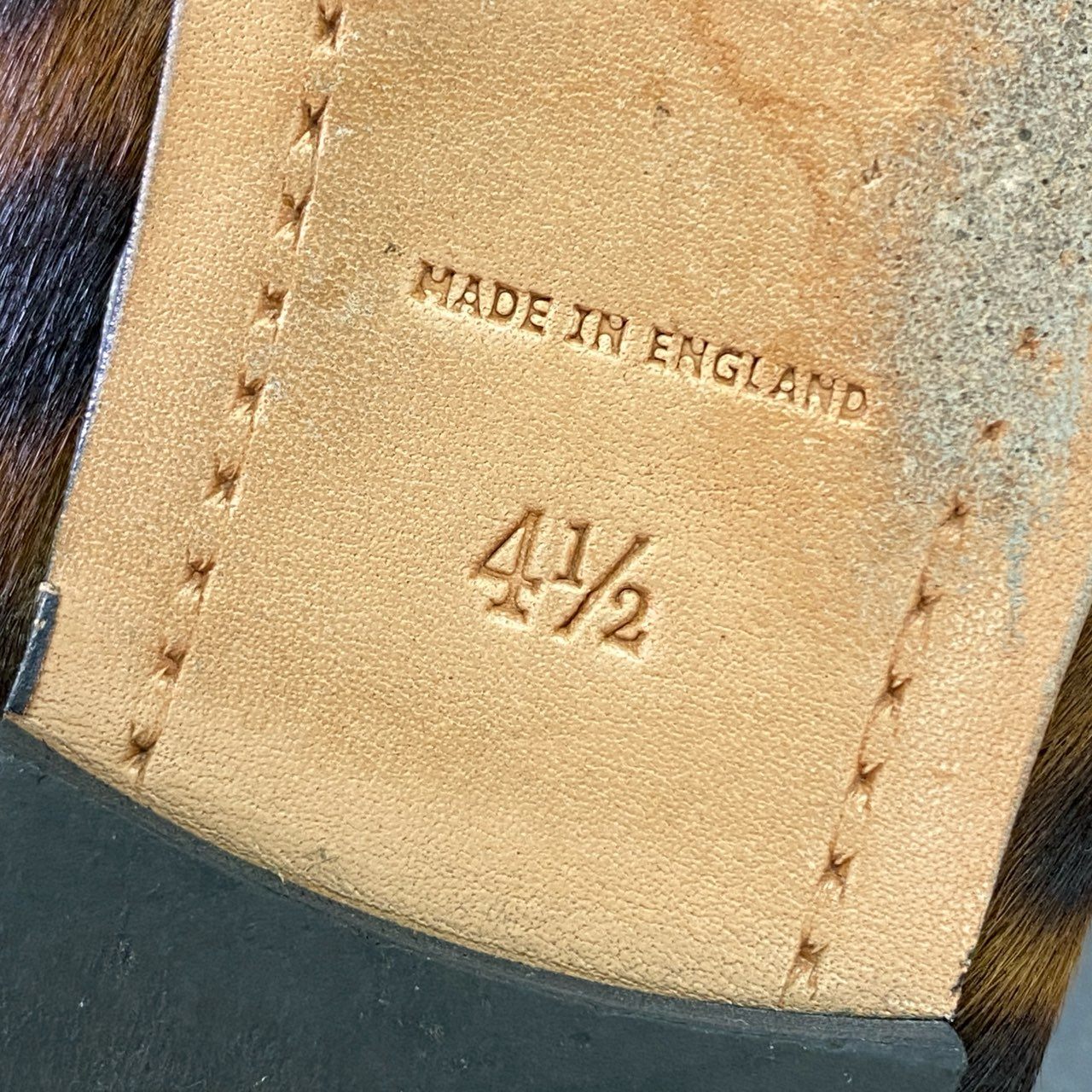 4j24 CATWORTH キャットワース Slip on Ballet Shoe ハラコ レオパード バレエシューズ 4 1/2 ブラウン DANCE SHOES イングランド製
