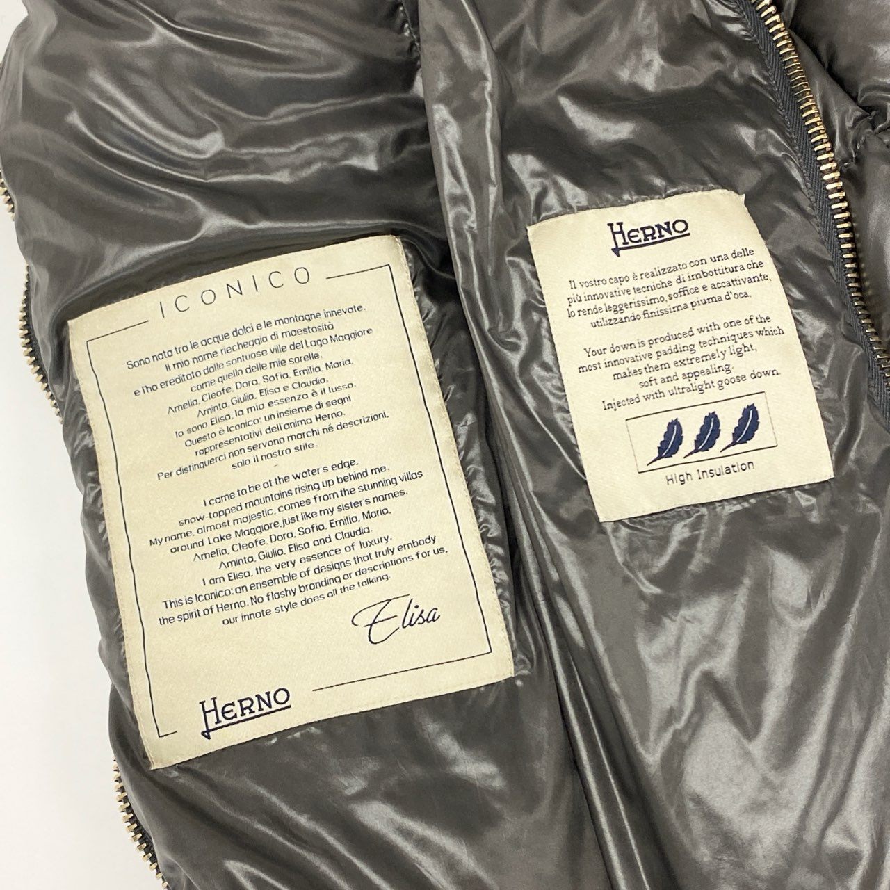 57f6 HERNO ヘルノ 取外し可能 ファー付き 2way イコニコ ELISA ダウンコート サイズ42 カーキ レディース 女性用 アウター ダウン