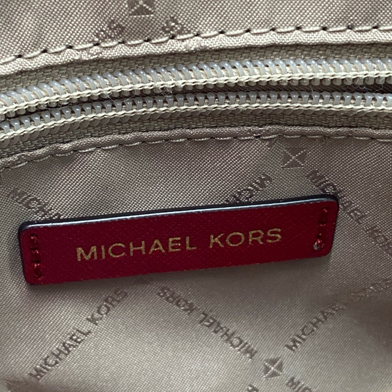 Fc21 MICHAEL KORS マイケルコース シグネチャー 2WAY ショルダーバッグ レッド ブラウン カバン ゴールドチャーム