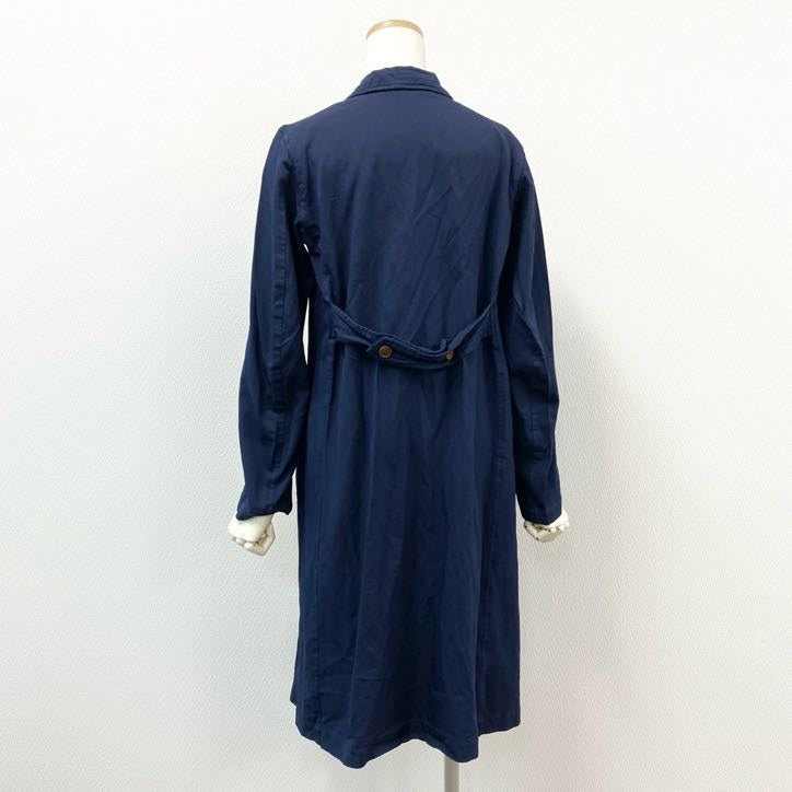 79g24 《美品》 COMME des GARCONS コムデギャルソン 丸襟 ストレッチコート L ネイビー 伸縮性◎ ライトアウター 女性服 日本製 AD2004_