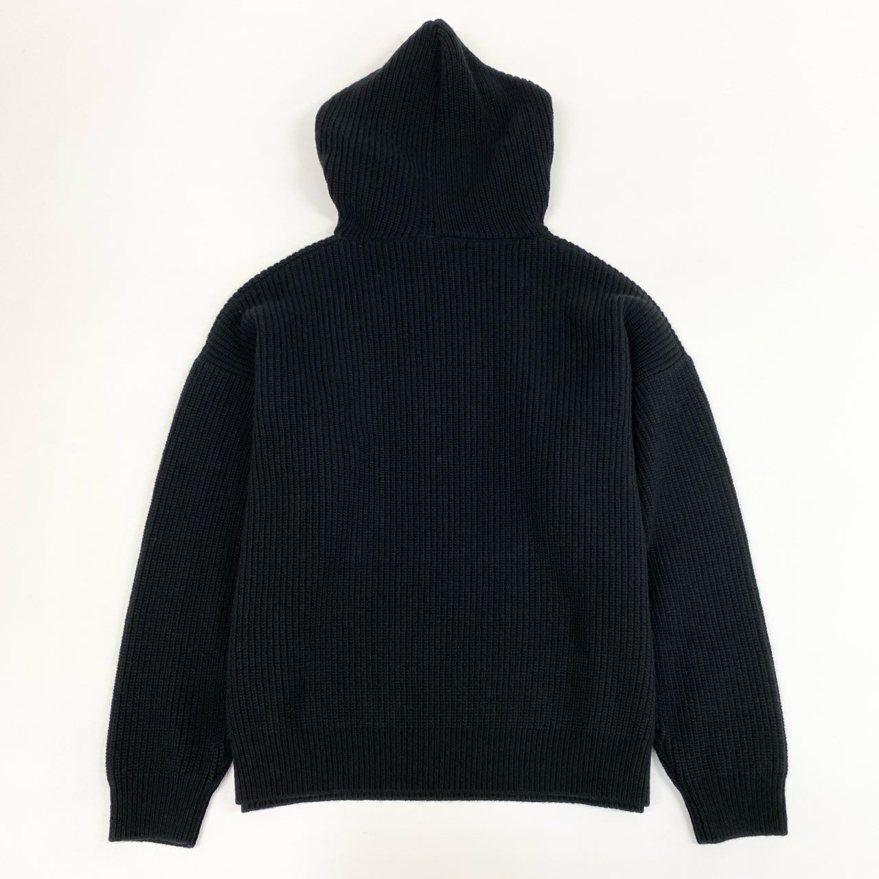 7i25 《美品》CELINE セリーヌ グラデーションロゴニットパーカー 22AW エンブロイダリーニット スパンコール 2A10X66Q Sサイズ ブラック メンズk02i