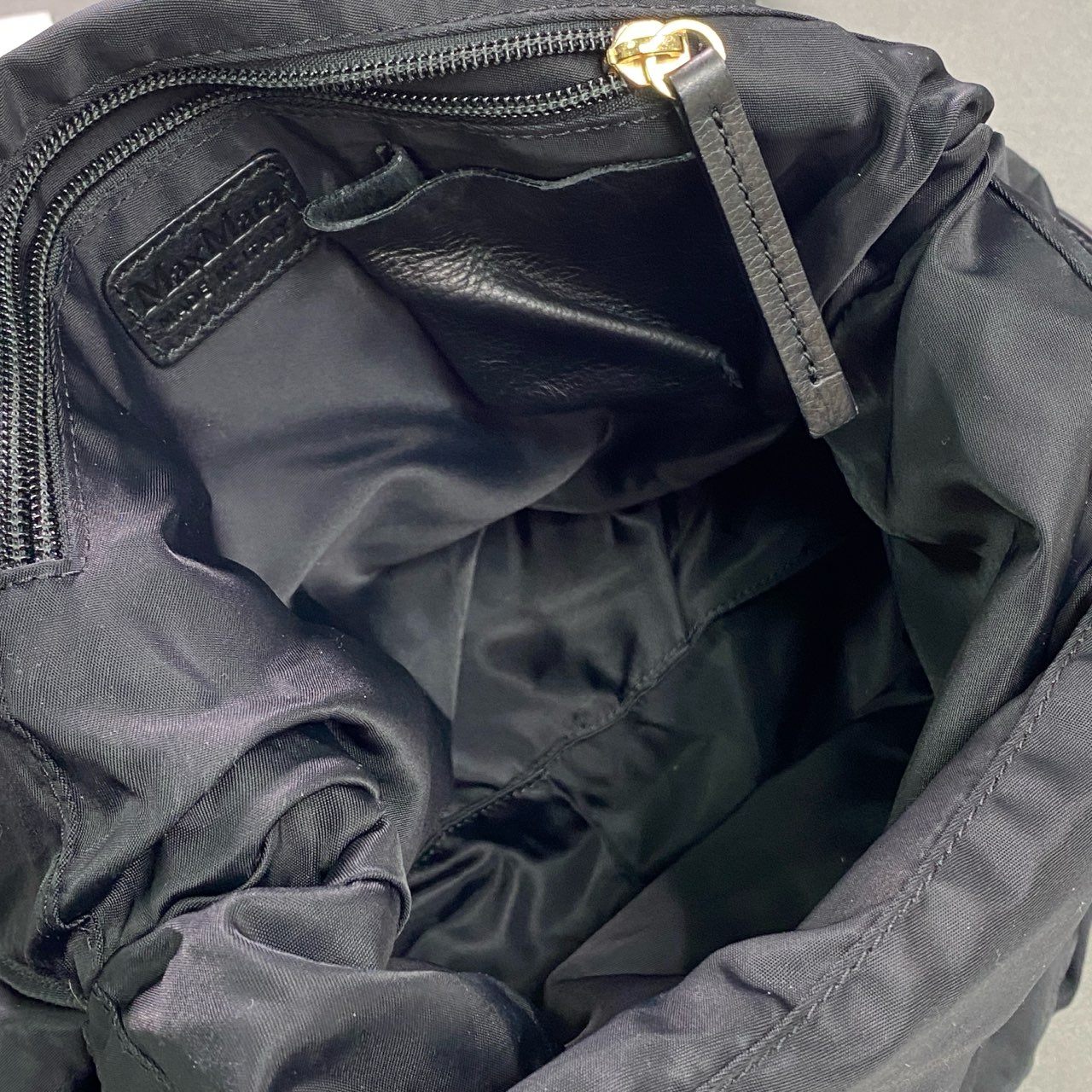Gb12 Max Mara マックスマーラ 2WAY ショルダーバッグ ブラック ナイロン レザー ハンドバッグ 鞄 イタリア製