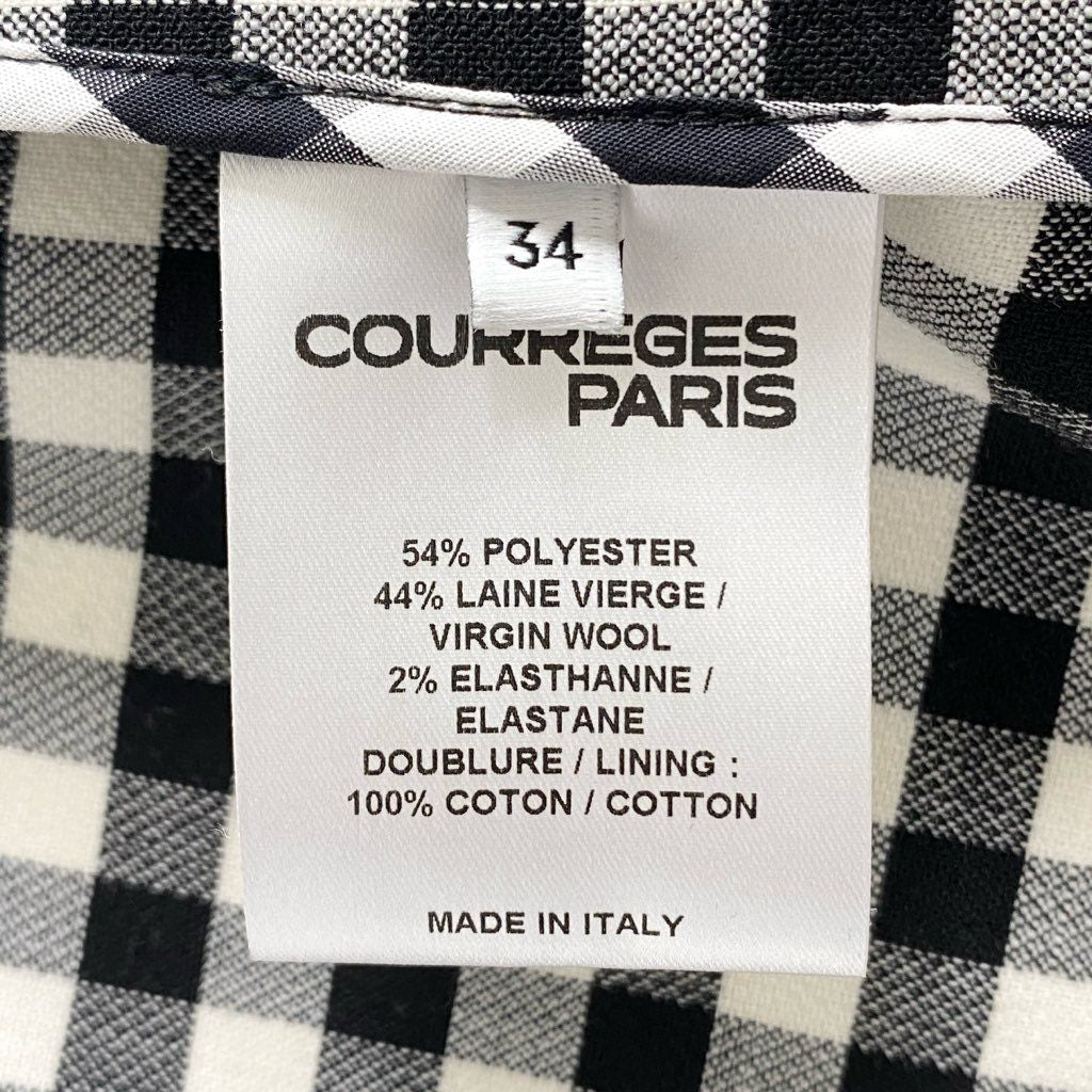 39b6 《美品》 近年モデル☆ COURREGES PARIS クレージュ パリス ギンガムチェック スカート 34 ブラック ホワイト JUPE イタリア製 タグ付き 春夏